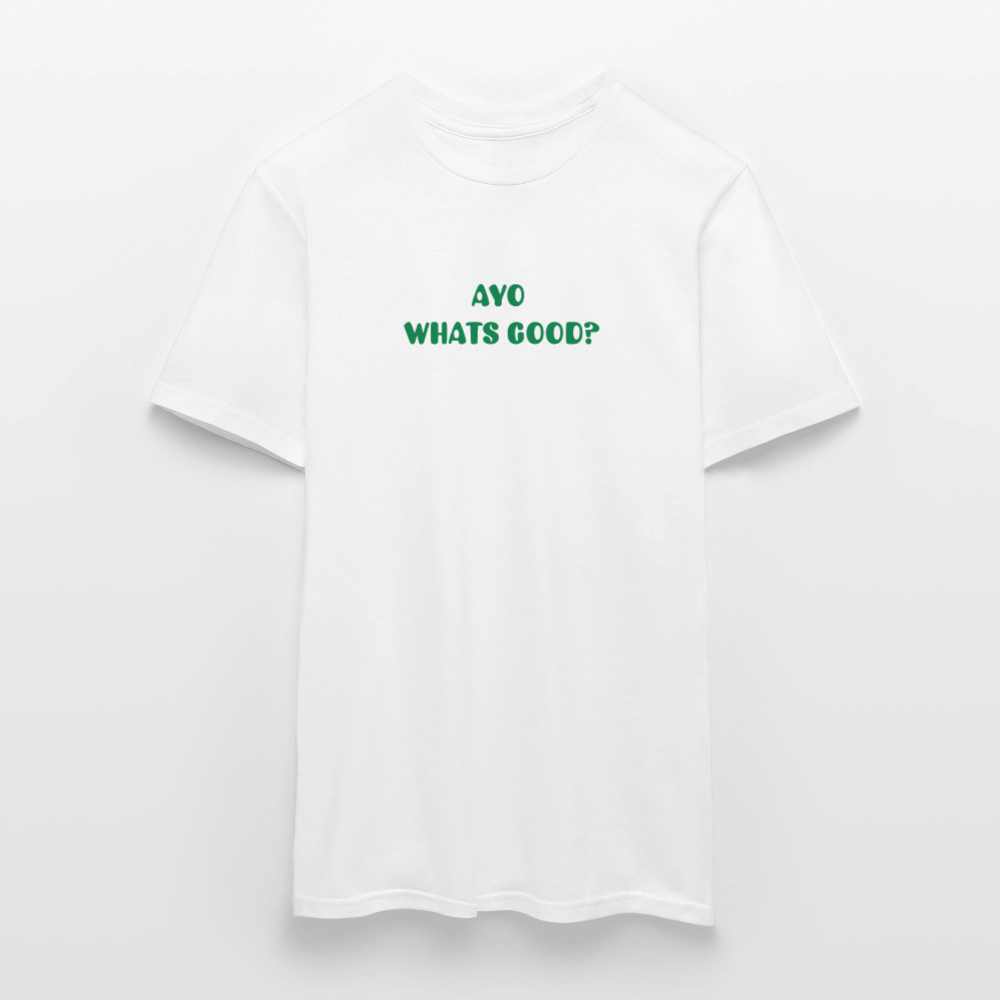 AYO WHATS GOOD?! TEE - white